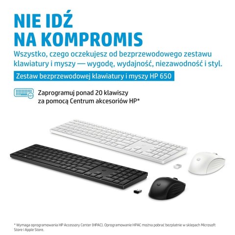 Zestaw klawiatura + mysz HP 650 Wireless Keyboard and Mouse Combo bezprzewodowe czarne 4R013AA