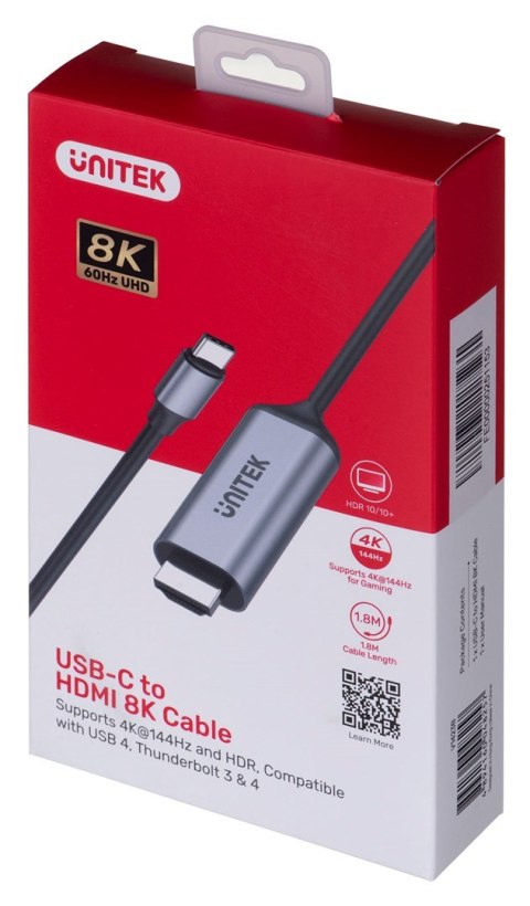 UNITEK KABEL ADAPTER USB-C - HDMI 2.1 8K 60HZ 1,8M