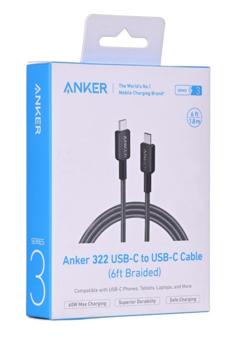 Kabel Anker 322 USB-C do USB-C 1.8m czarny