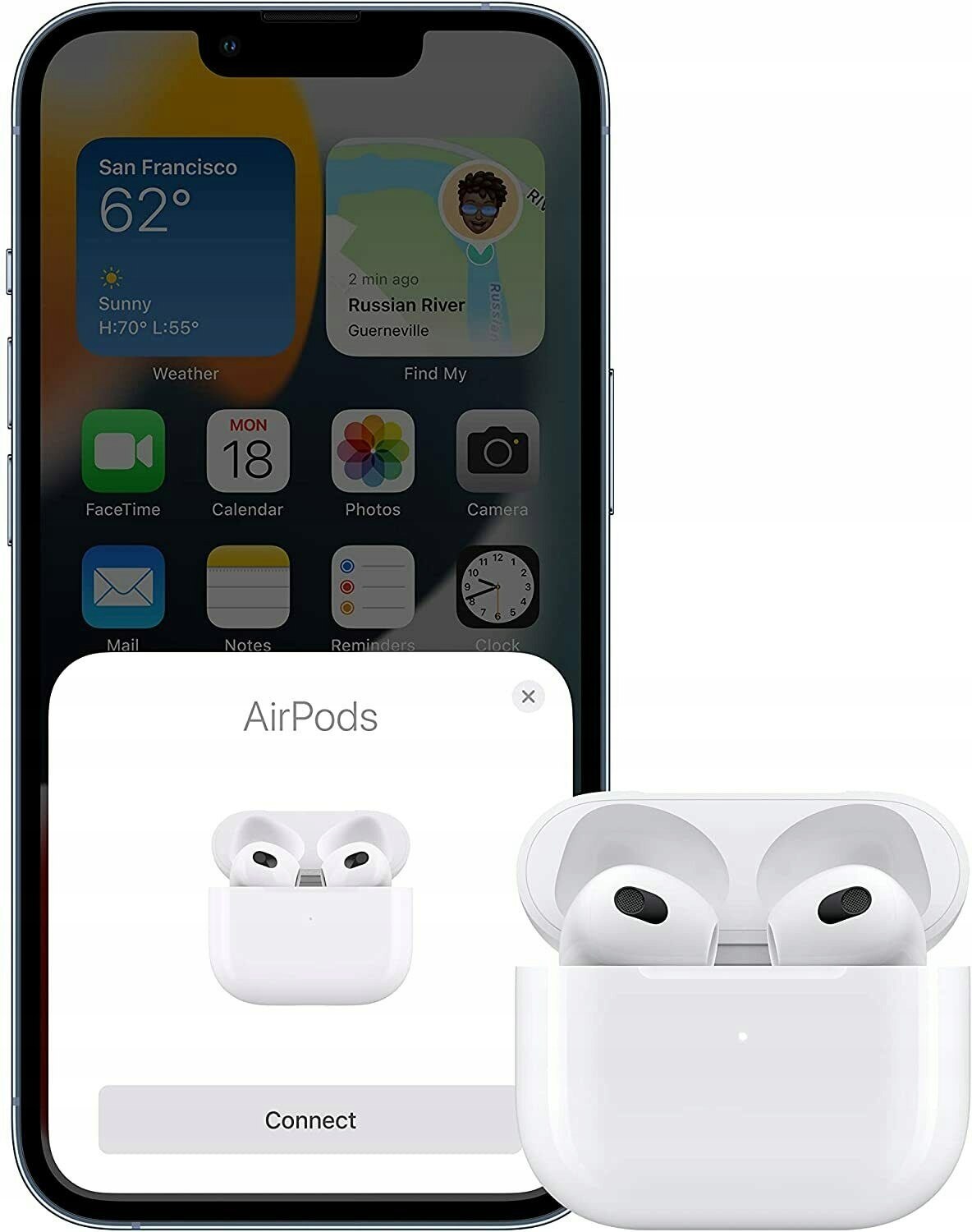 Słuchawki bezprzewodowe douszne Apple AirPods 3 gen. z etui Lightning białe Waga produktu z opakowaniem jednostkowym 37.91 kg